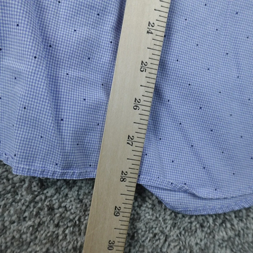 Banana Republic Shirt Mens M Blue Polka Dot Check Button Up Long Sleeve Preppy
